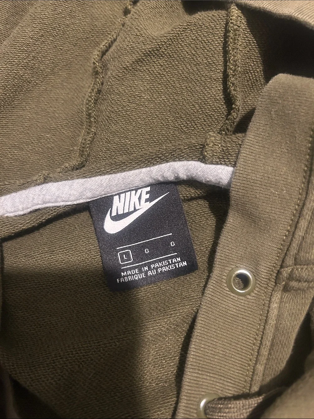 Nike Olive Lace-Up Hooded Sweatshirt with White Logo